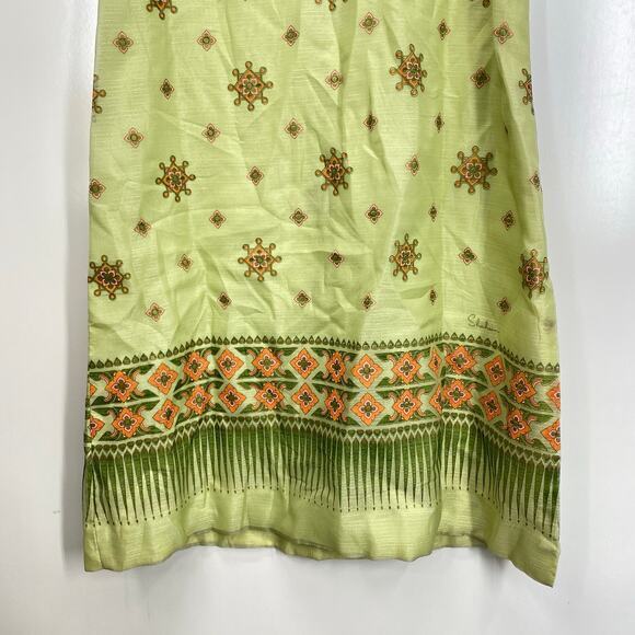 Vintage Alfred Shaheen Maxi Dress Women's‎ 12 Border Print Mod Lined Green - Picture 9 of 10